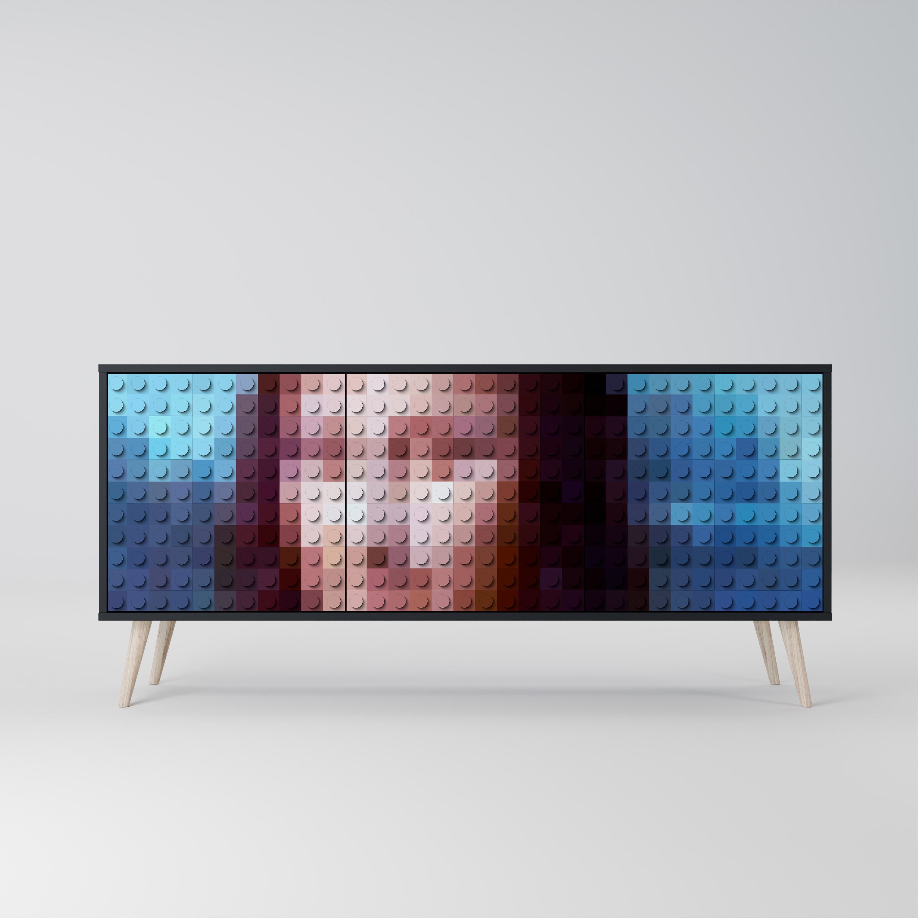 CONSTRUCTIVE ART 3-Door Sideboard in Black Finish