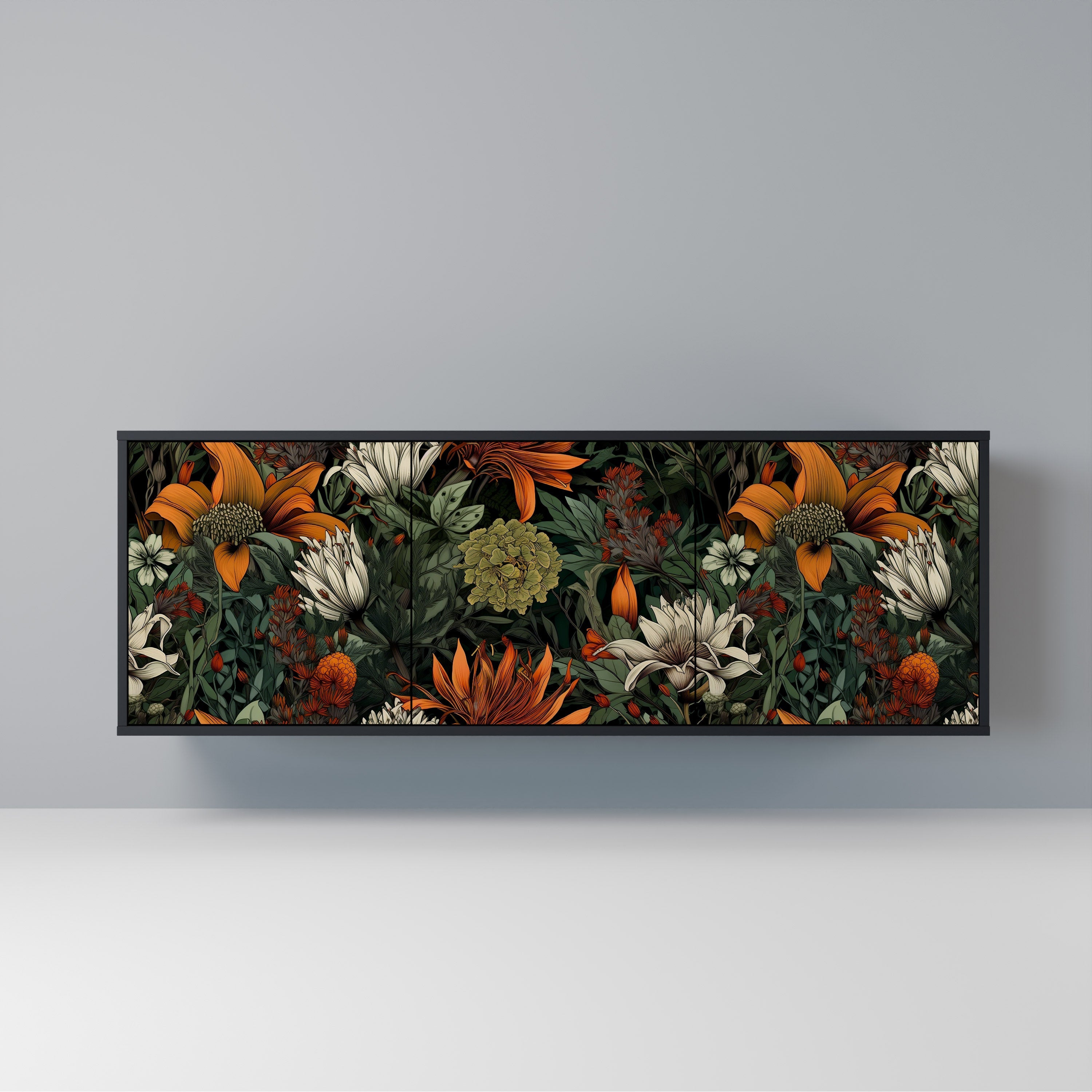 MIDNIGHT SPROUT 3-Door Sideboard in Black Finish