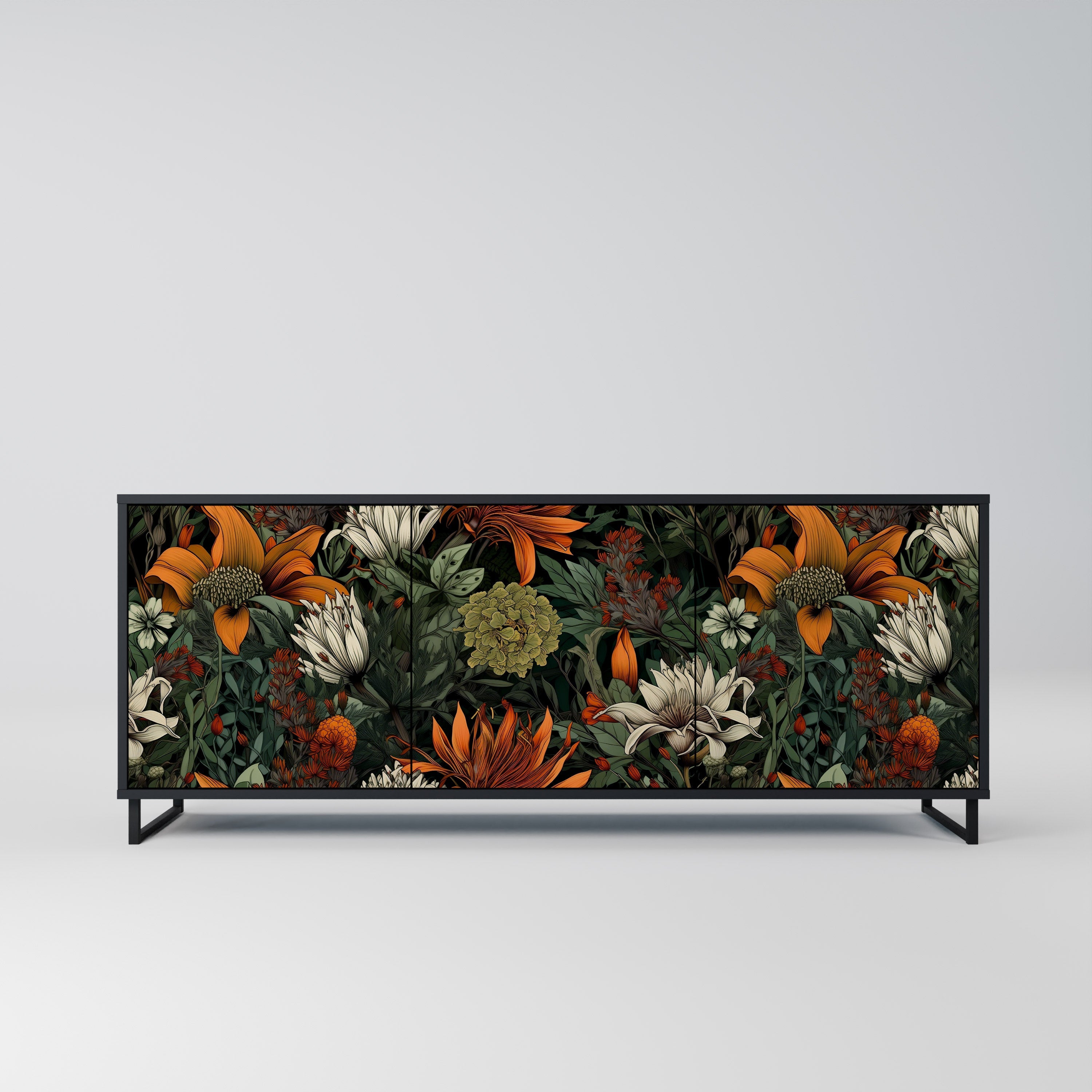 MIDNIGHT SPROUT 3-Door Sideboard in Black Finish