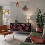 FLORAL WHISPER Aparador de 3 Portas em Acabamento Preto