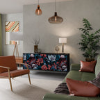 ETHEREAL BLOSSOMS Aparador de 3 Portas em Acabamento Preto