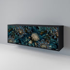 TWILIGHT BLOOM 3-Door Sideboard in Black Finish