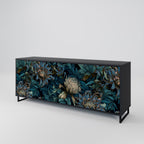 TWILIGHT BLOOM 3-Door Sideboard in Black Finish