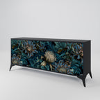 TWILIGHT BLOOM 3-Door Sideboard in Black Finish