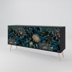TWILIGHT BLOOM 3-Door Sideboard in Black Finish