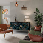 TWILIGHT BLOOM 3-Door Sideboard in Black Finish