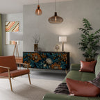 MORNING BLOOM Aparador de 3 Portas em Acabamento Preto