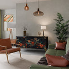 IMAGINARY BLOSSOM Aparador de 3 Portas em Acabamento Preto