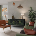 FERN FLOWERS Aparador de 3 Portas em Acabamento Preto