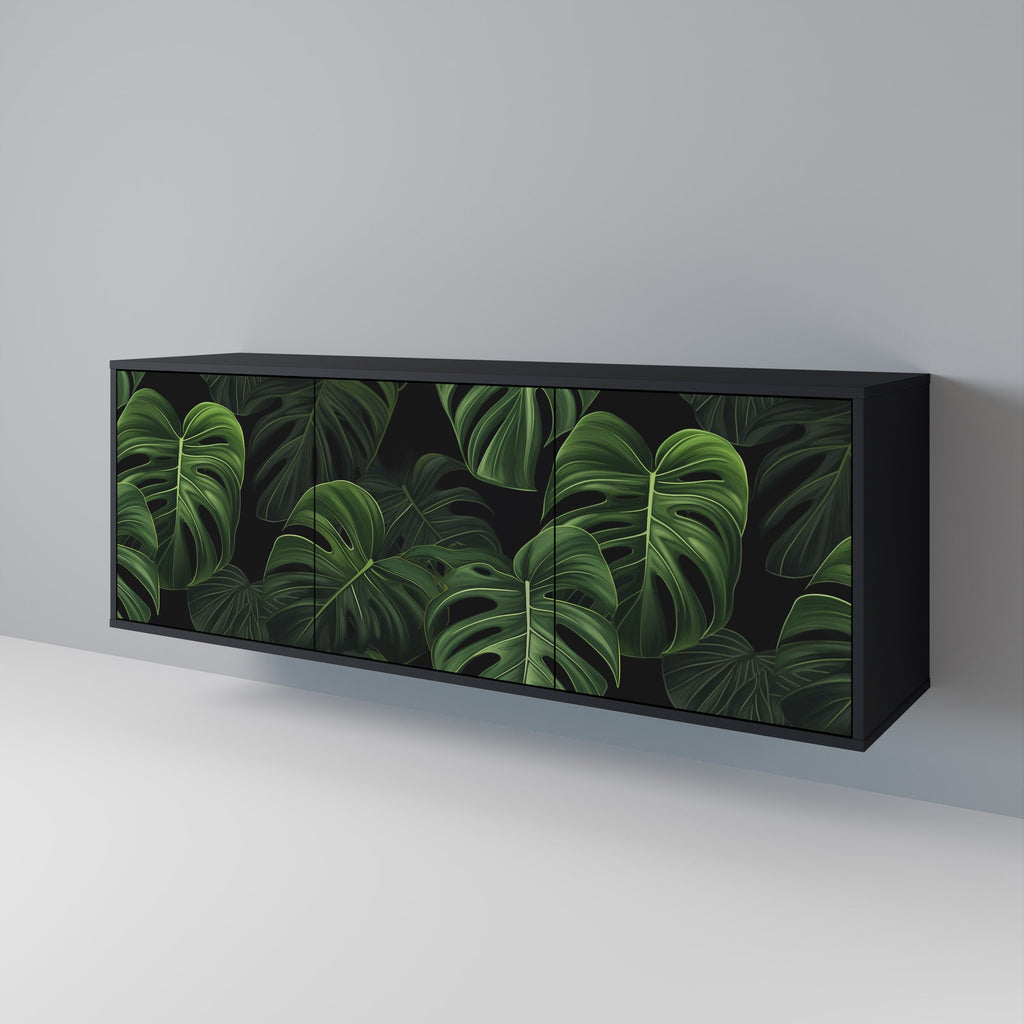 INFINITE MONSTERA 3-Door Sideboard in Black Finish