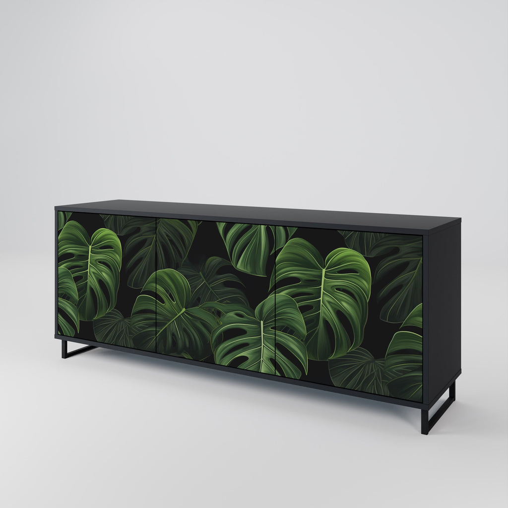 INFINITE MONSTERA 3-Door Sideboard in Black Finish