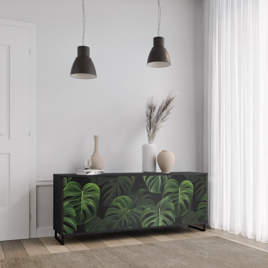 INFINITE MONSTERA 3-Door Sideboard in Black Finish
