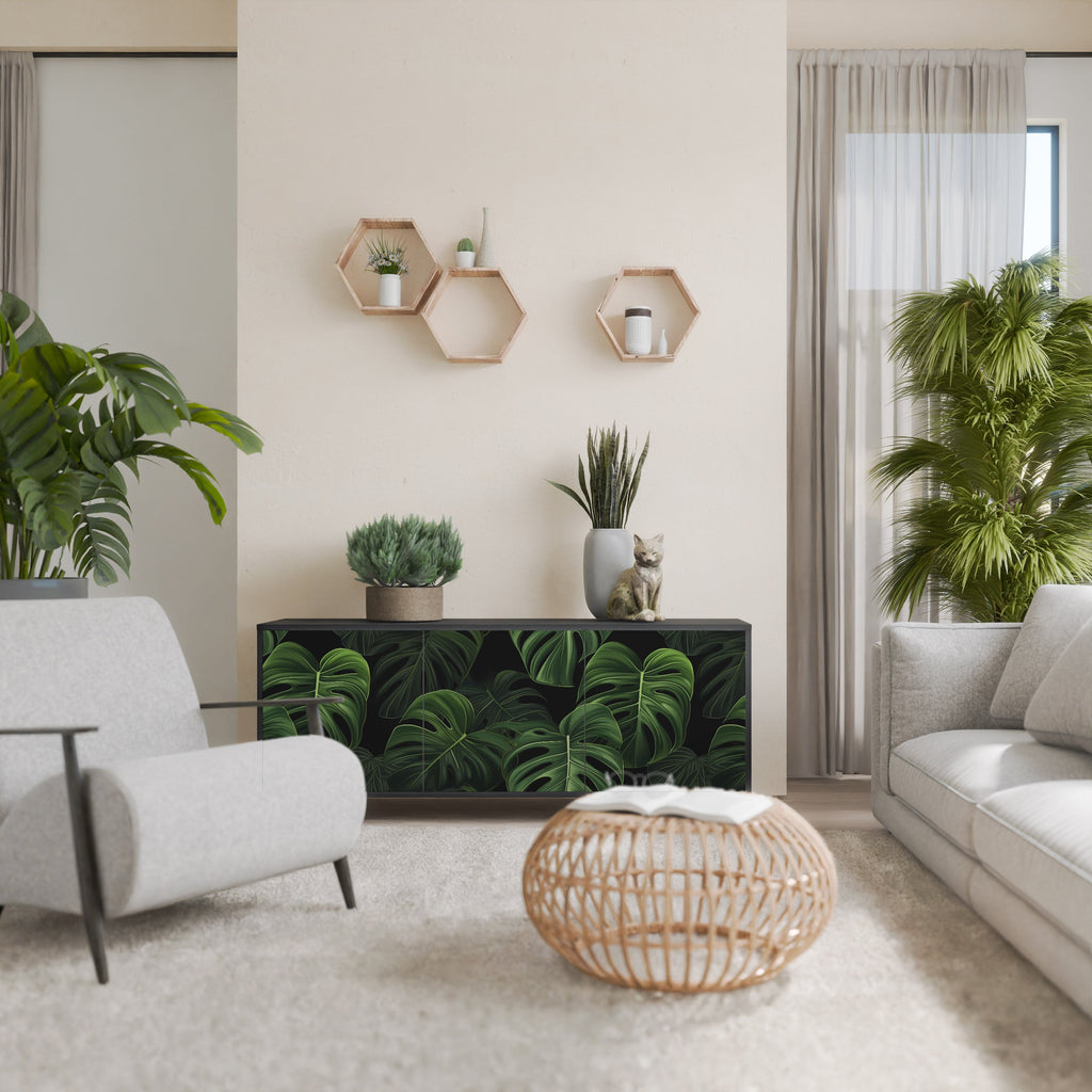 INFINITE MONSTERA 3-Door Sideboard in Black Finish