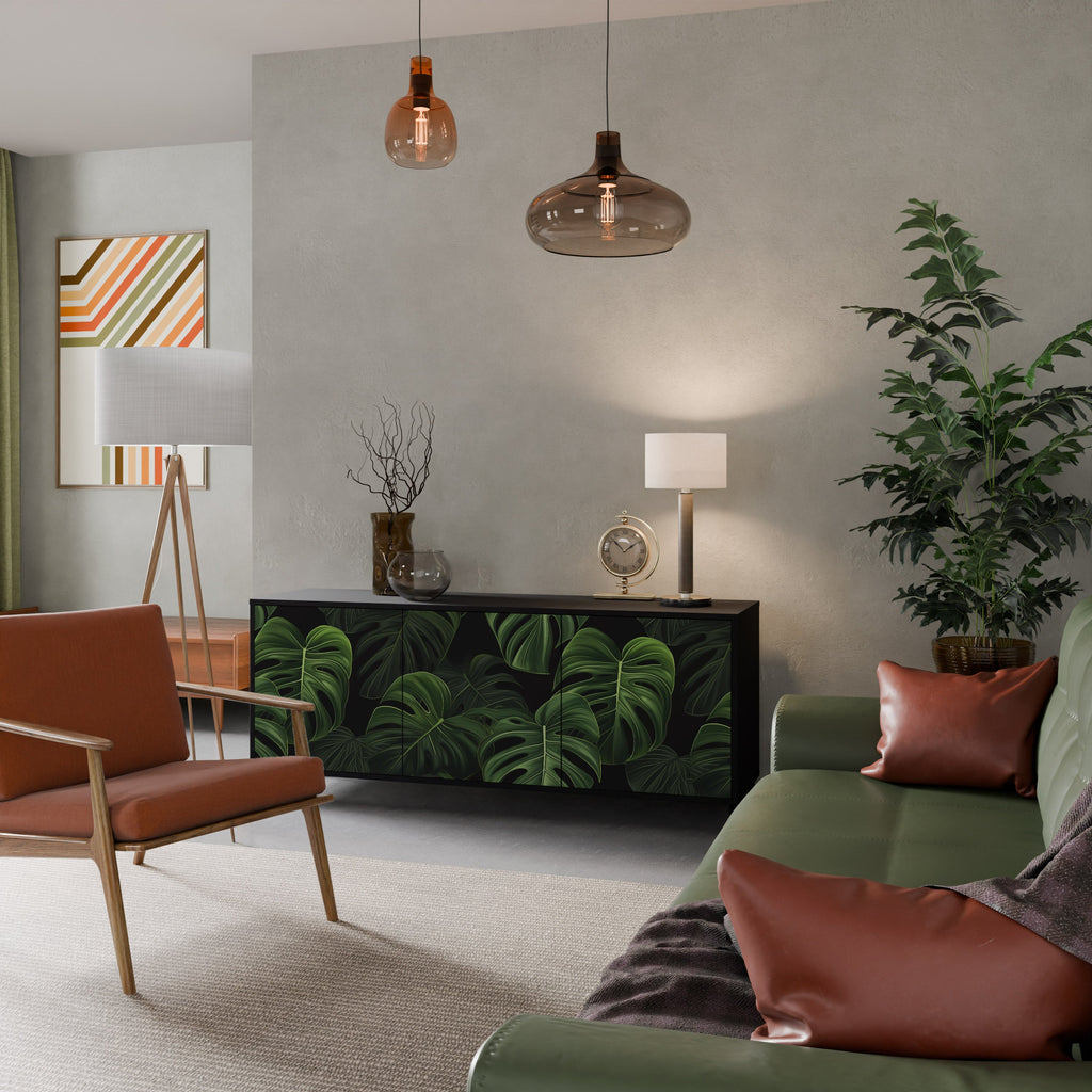 INFINITE MONSTERA 3-Door Sideboard in Black Finish