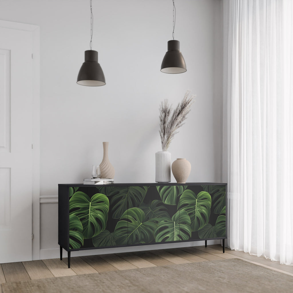 INFINITE MONSTERA 3-Door Sideboard in Black Finish