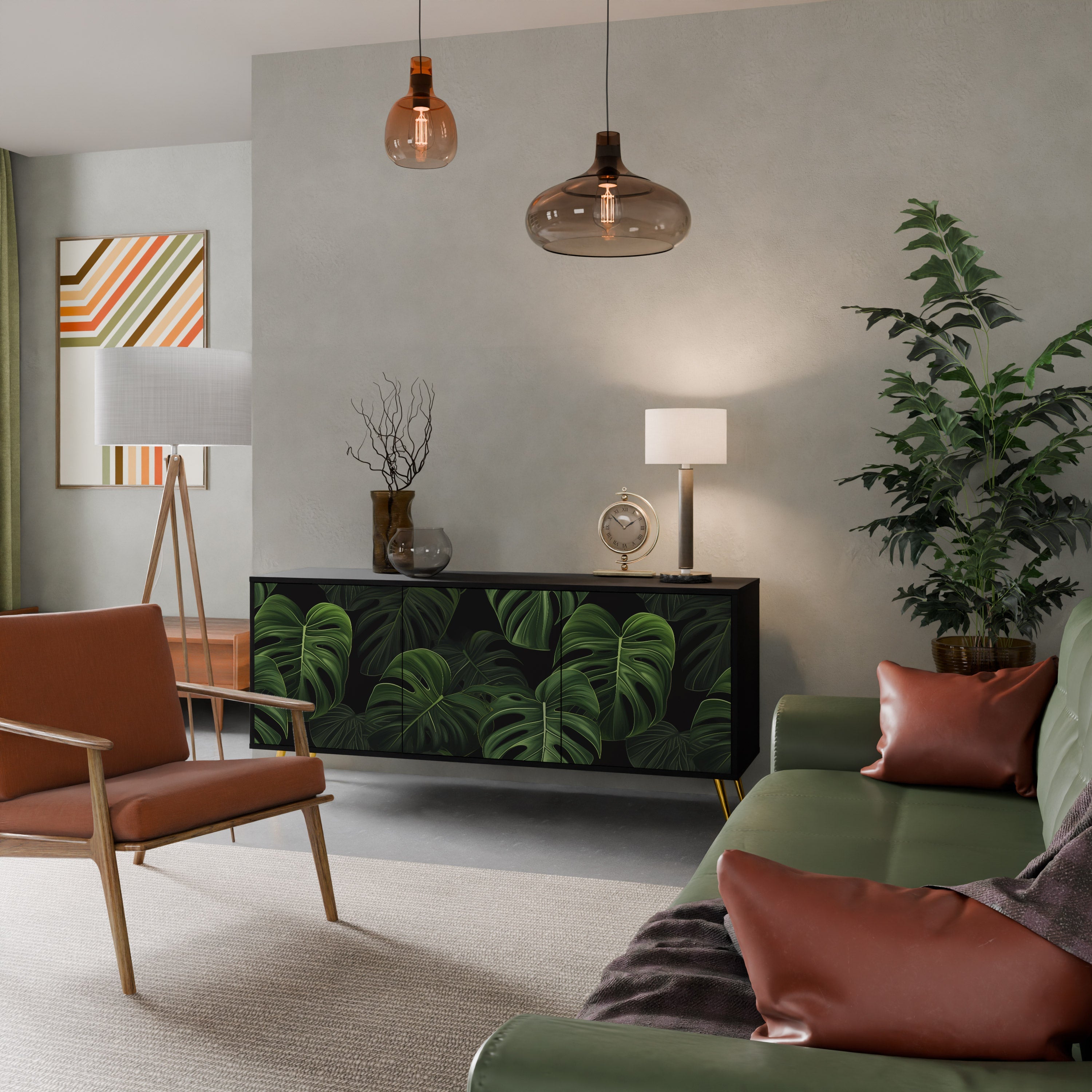 INFINITE MONSTERA 3-Door Sideboard in Black Finish