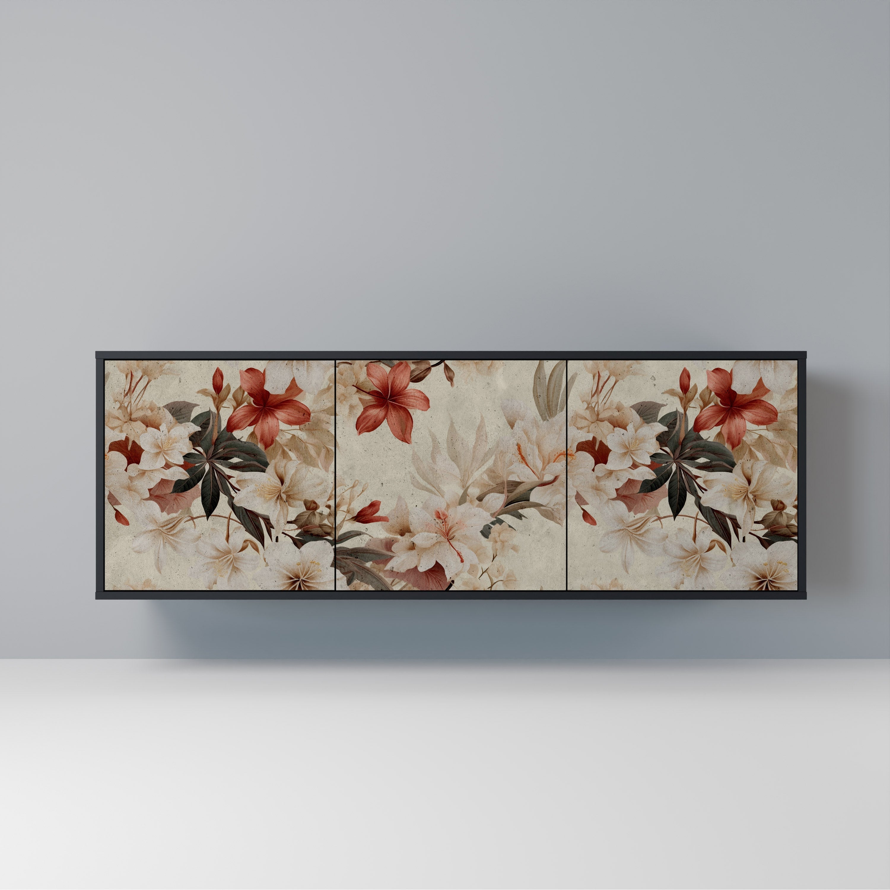 PETAL HARMONY 3-Door Sideboard in Black Finish