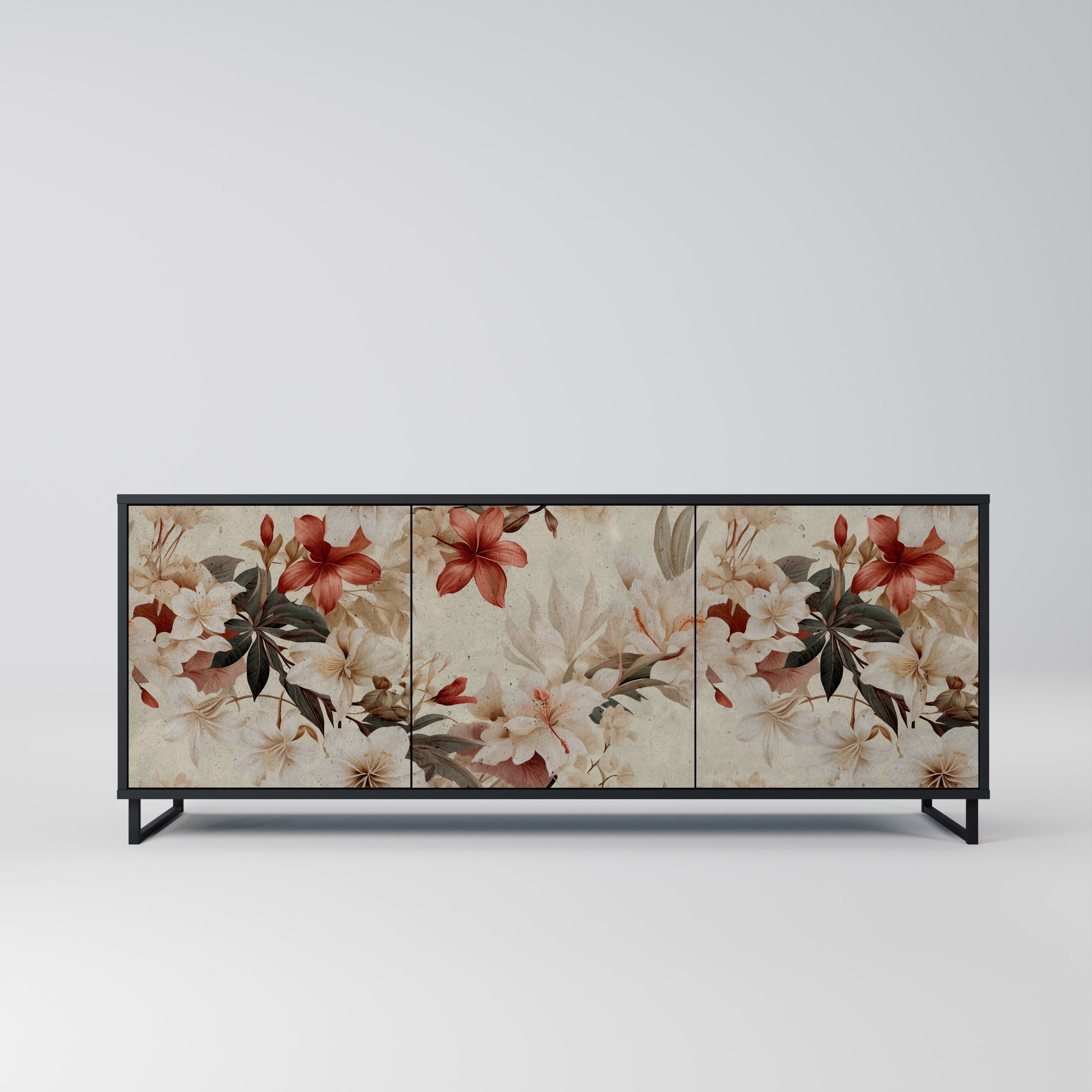 PETAL HARMONY 3-Door Sideboard in Black Finish