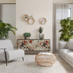 PETAL HARMONY Aparador de 3 Portas em Acabamento Preto