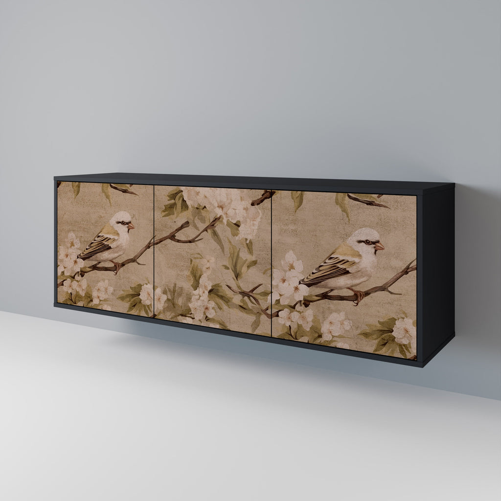 PETAL DISTINGUISH Aparador de 3 Portas em Acabamento Preto