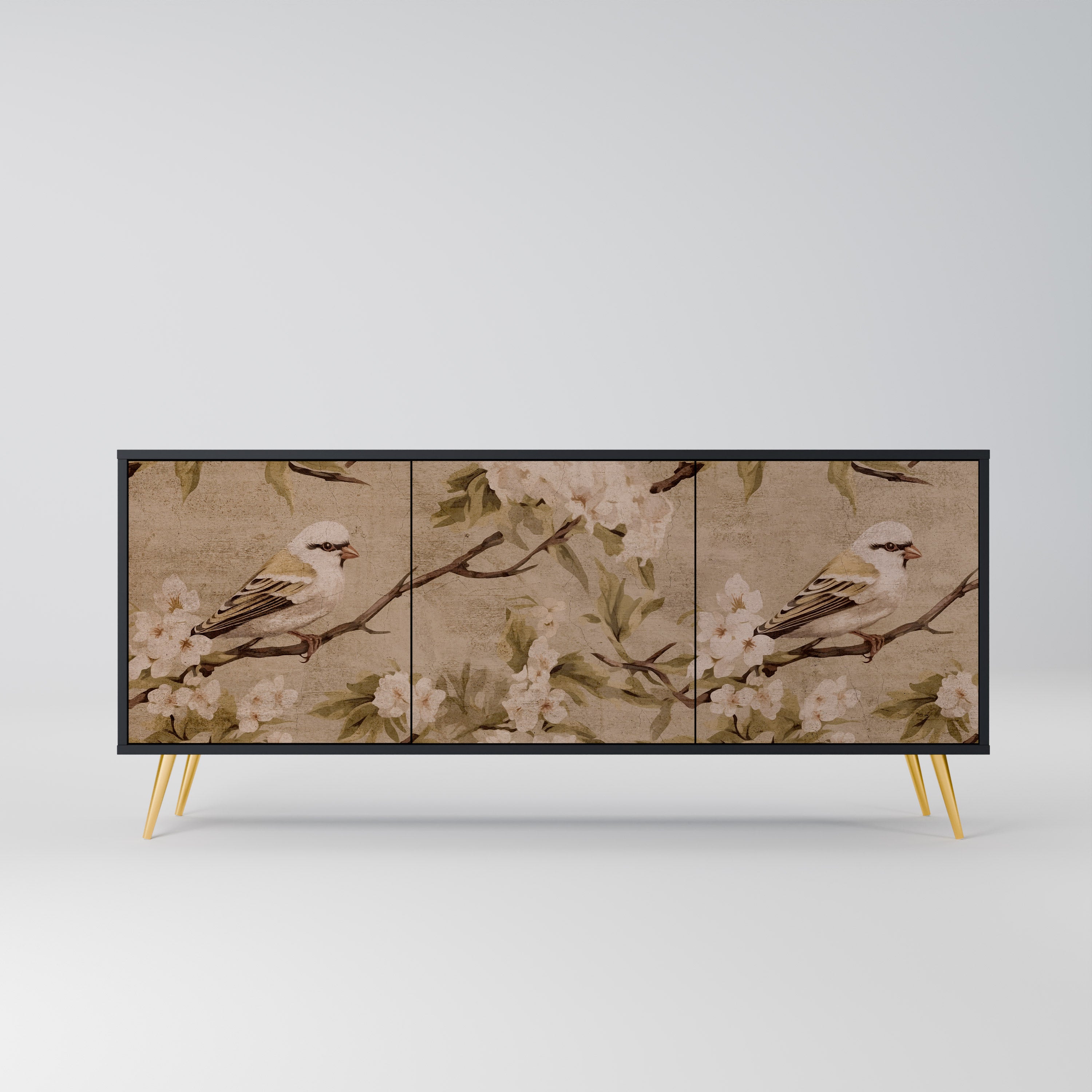 PETAL DISTINGUISH 3-Door Sideboard in Black Finish