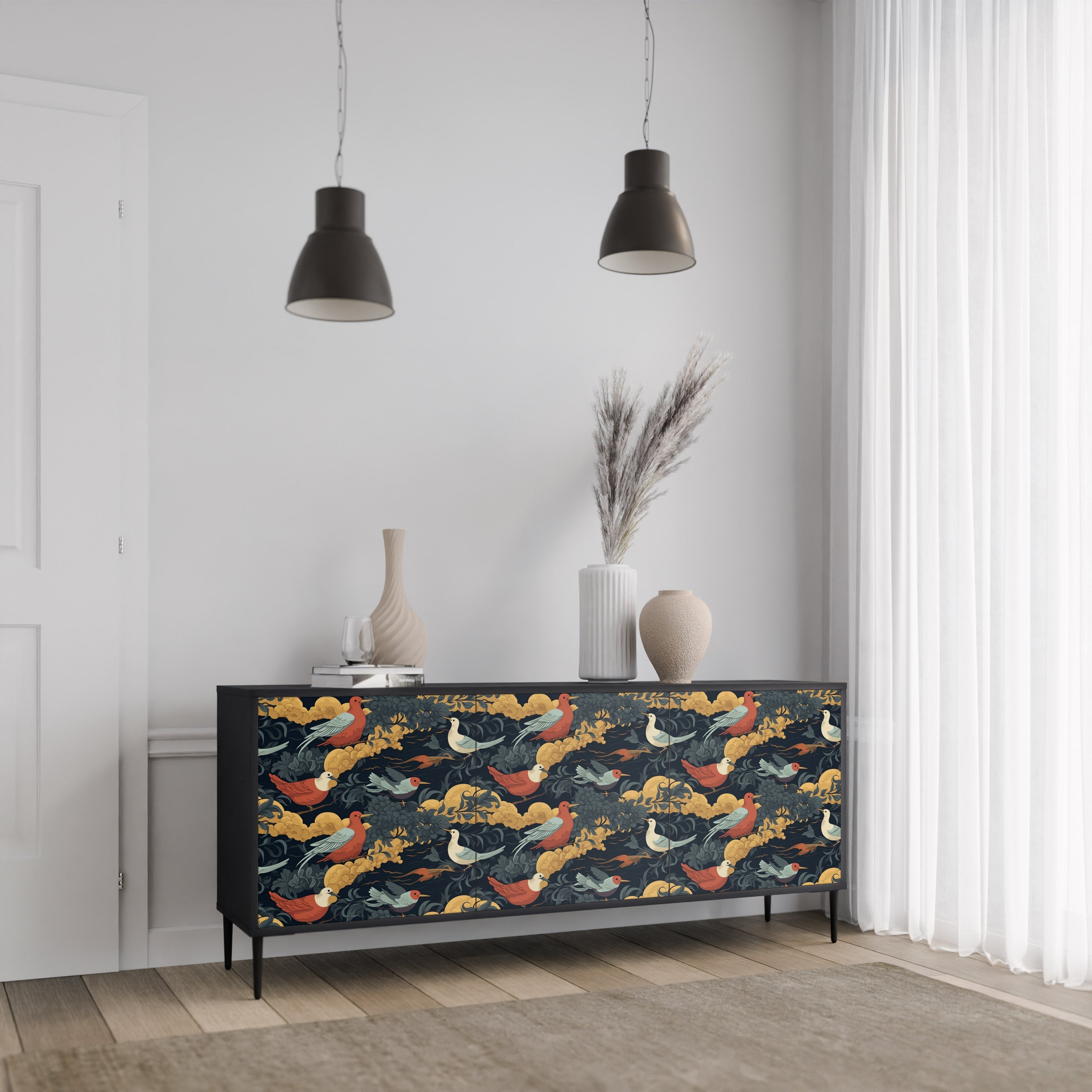 FOWLY DAZE 3-Door Sideboard in Black Finish