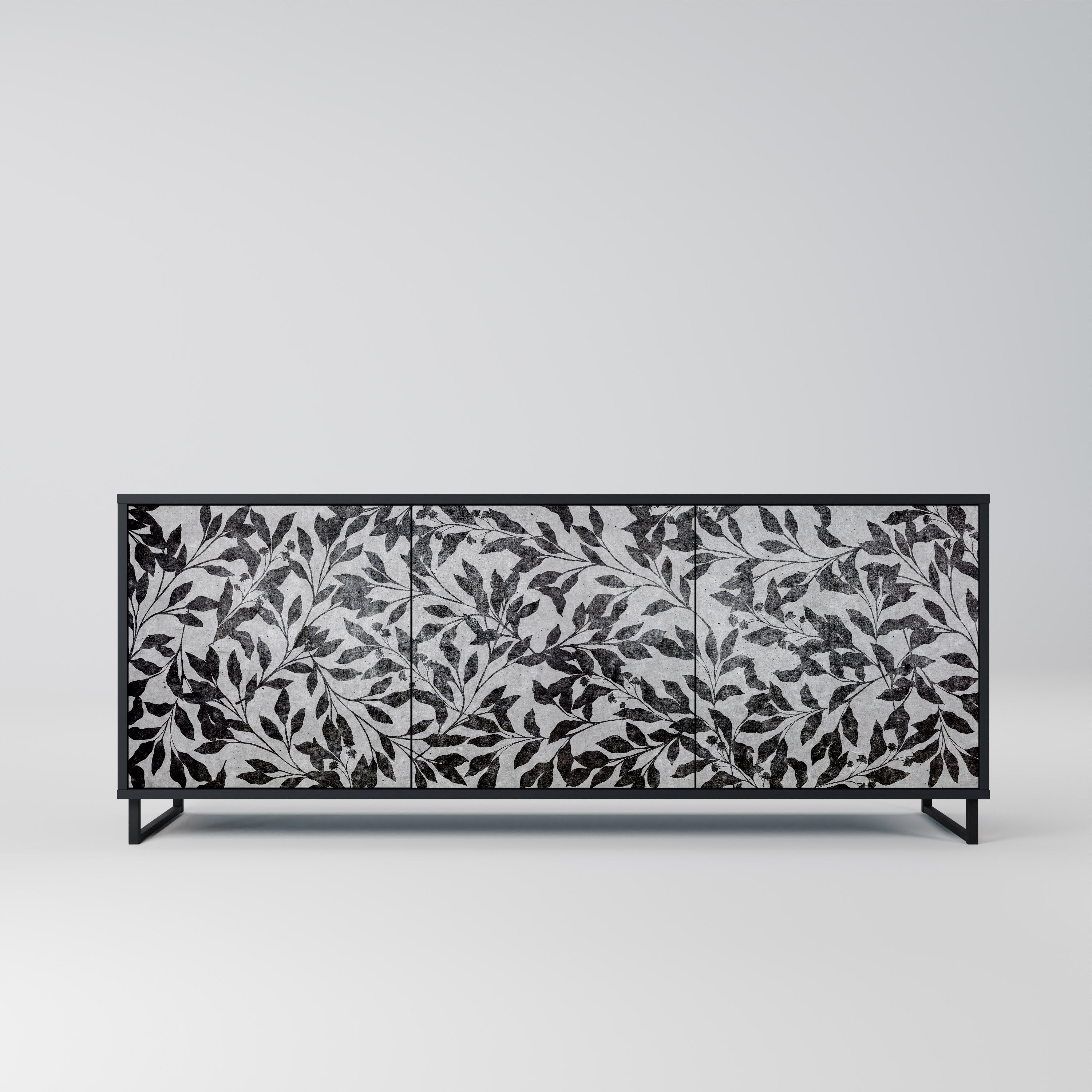 CHARCOAL SPROUT 3-Door Sideboard in Black Finish