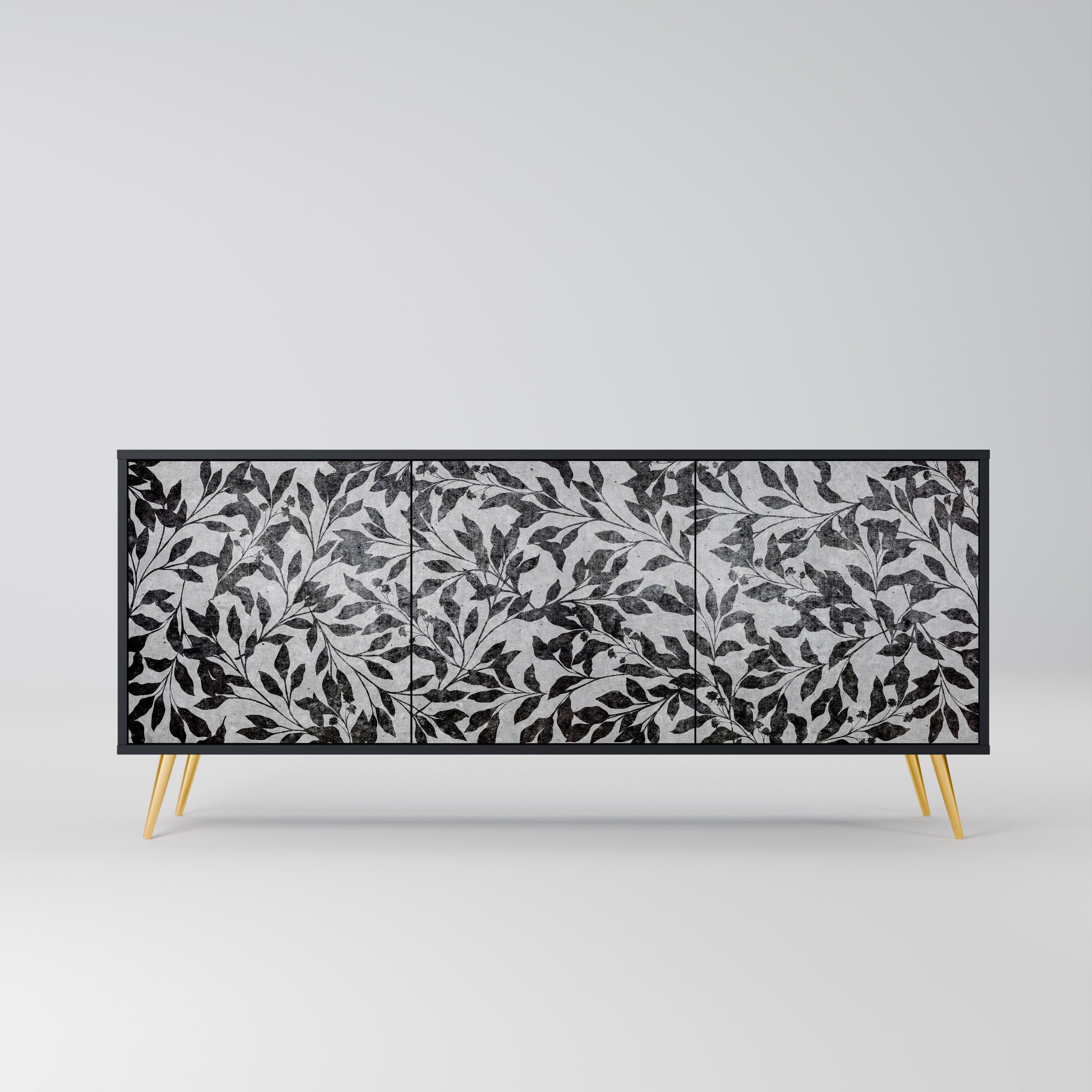 CHARCOAL SPROUT 3-Door Sideboard in Black Finish