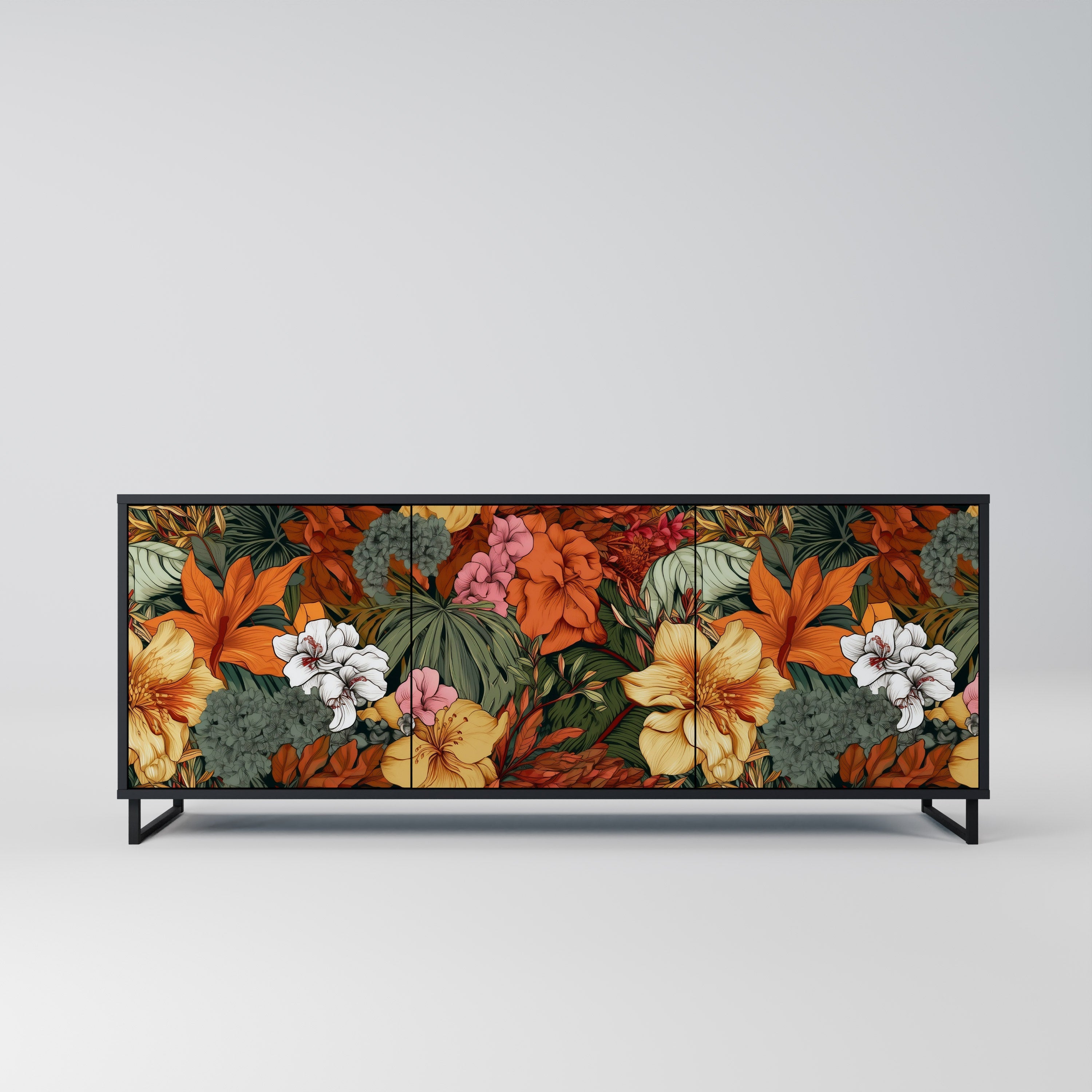 RADIANT FLORA 3-Door Sideboard in Black Finish