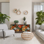 RADIANT FLORA Aparador de 3 Portas em Acabamento Preto