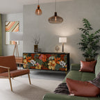 RADIANT FLORA Aparador de 3 Portas em Acabamento Preto