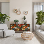 RADIANT FLORA Aparador de 3 Portas em Acabamento Preto