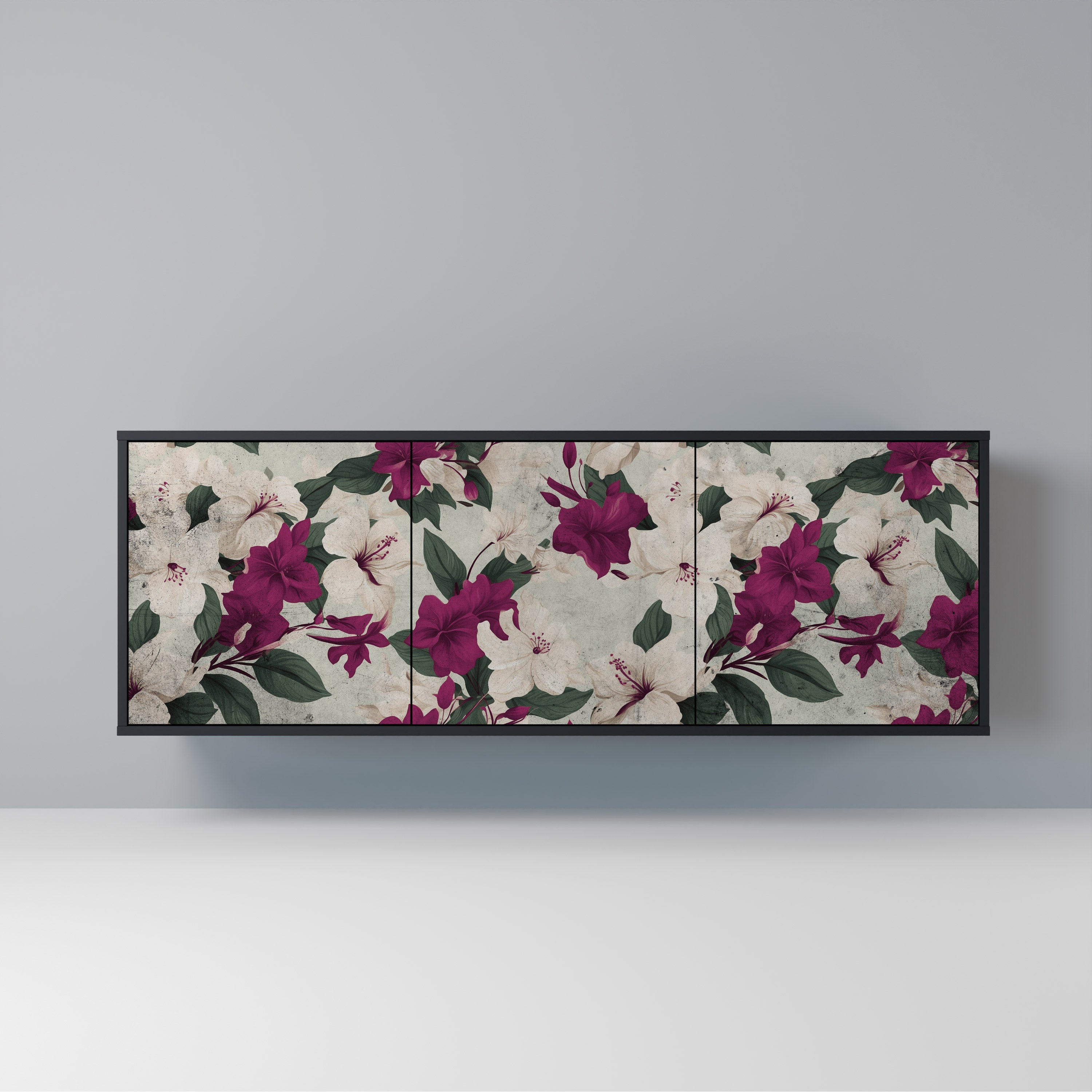 FLOWERET DREAM Aparador de 3 Portas em Acabamento Preto