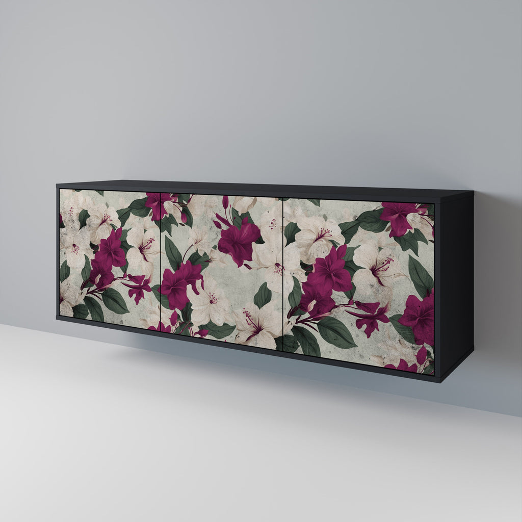 FLOWERET DREAM Aparador de 3 Portas em Acabamento Preto