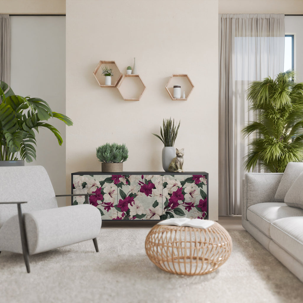 FLOWERET DREAM Aparador de 3 Portas em Acabamento Preto