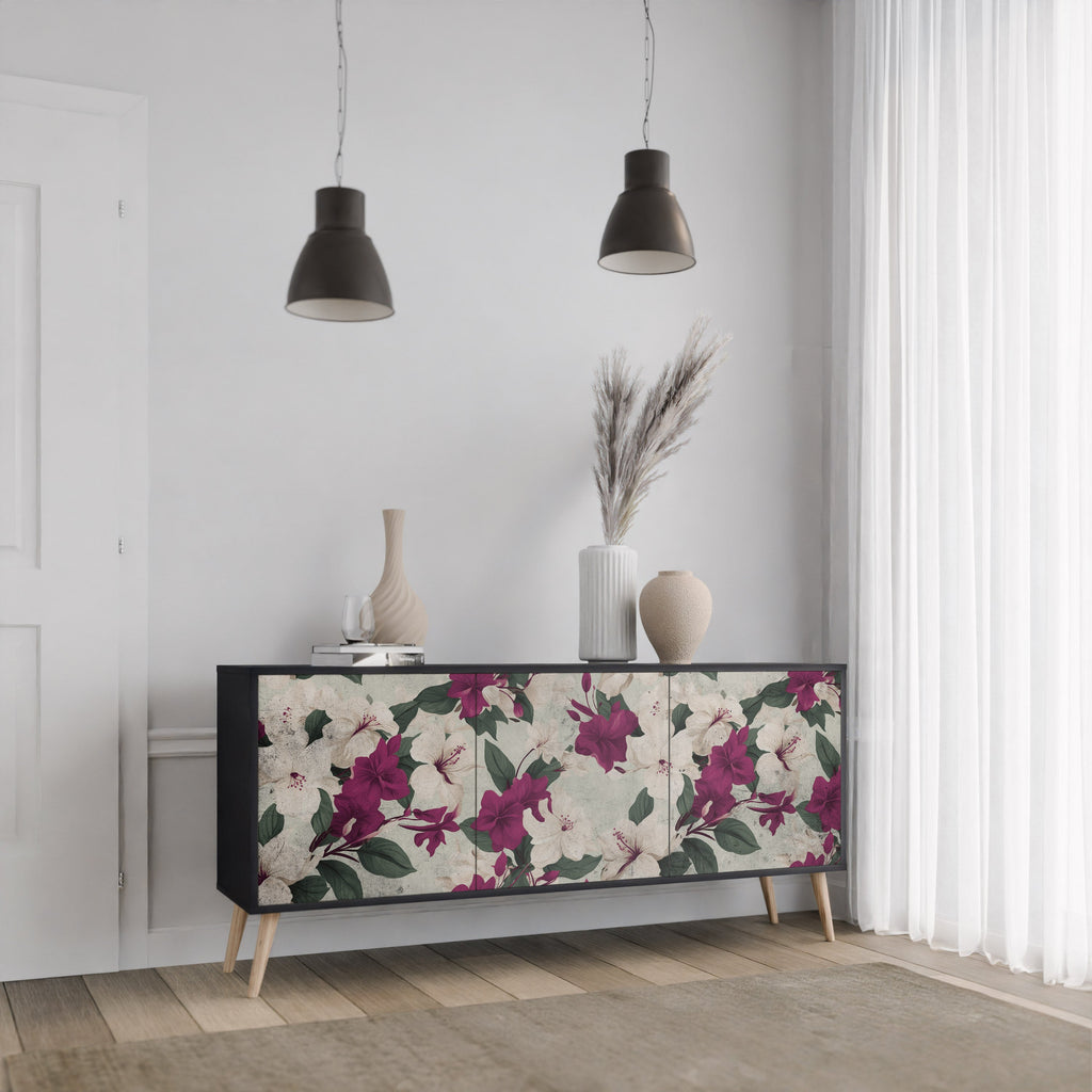 FLOWERET DREAM Aparador de 3 Portas em Acabamento Preto