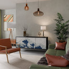 THE GREAT WAVE AT KANAGAWA 3-Door Sideboard in Black Finish