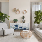 THE GREAT WAVE AT KANAGAWA 3-Door Sideboard in Black Finish