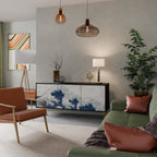 THE GREAT WAVE AT KANAGAWA 3-Door Sideboard in Black Finish