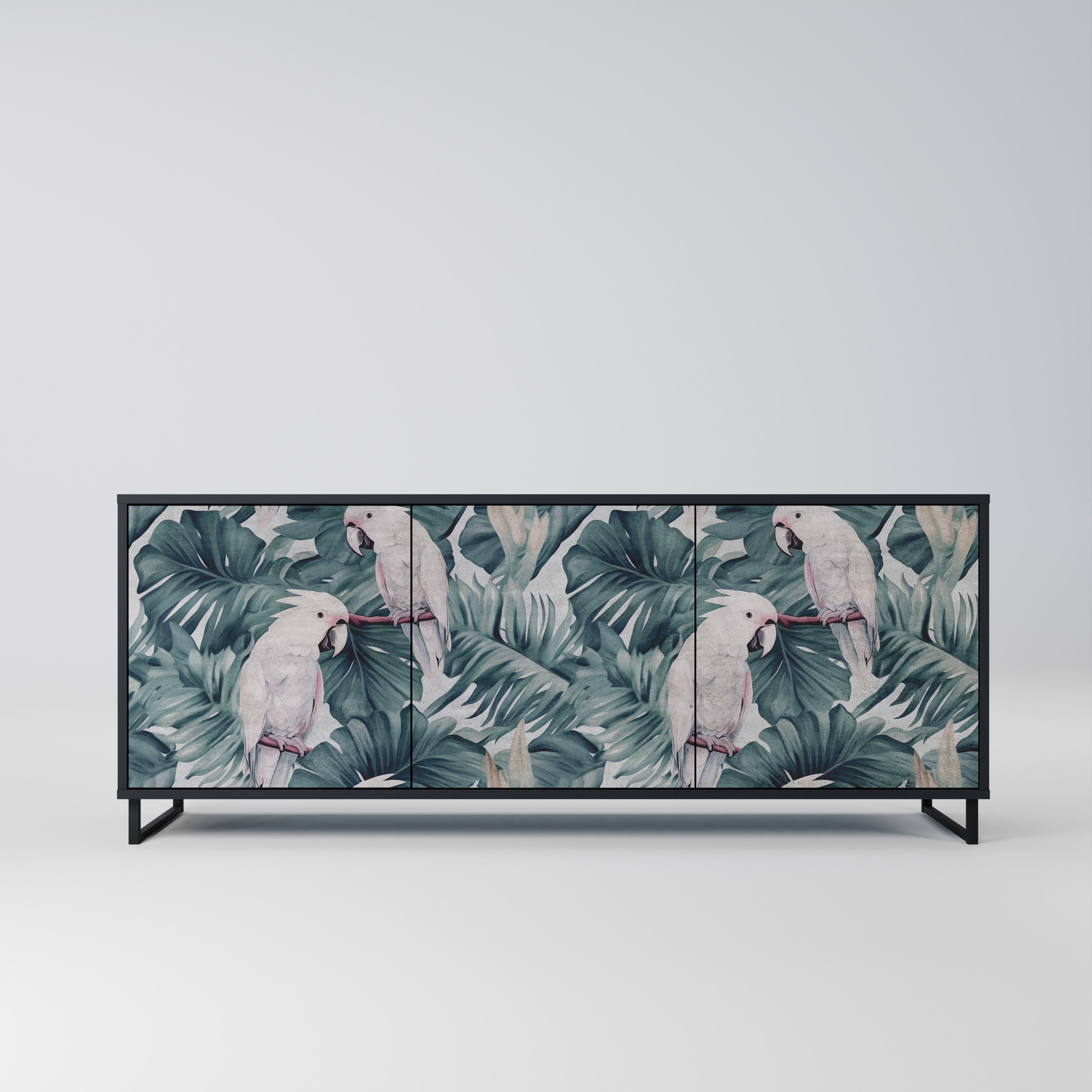 POPINJAY LOOK Aparador de 3 Portas em Acabamento Preto