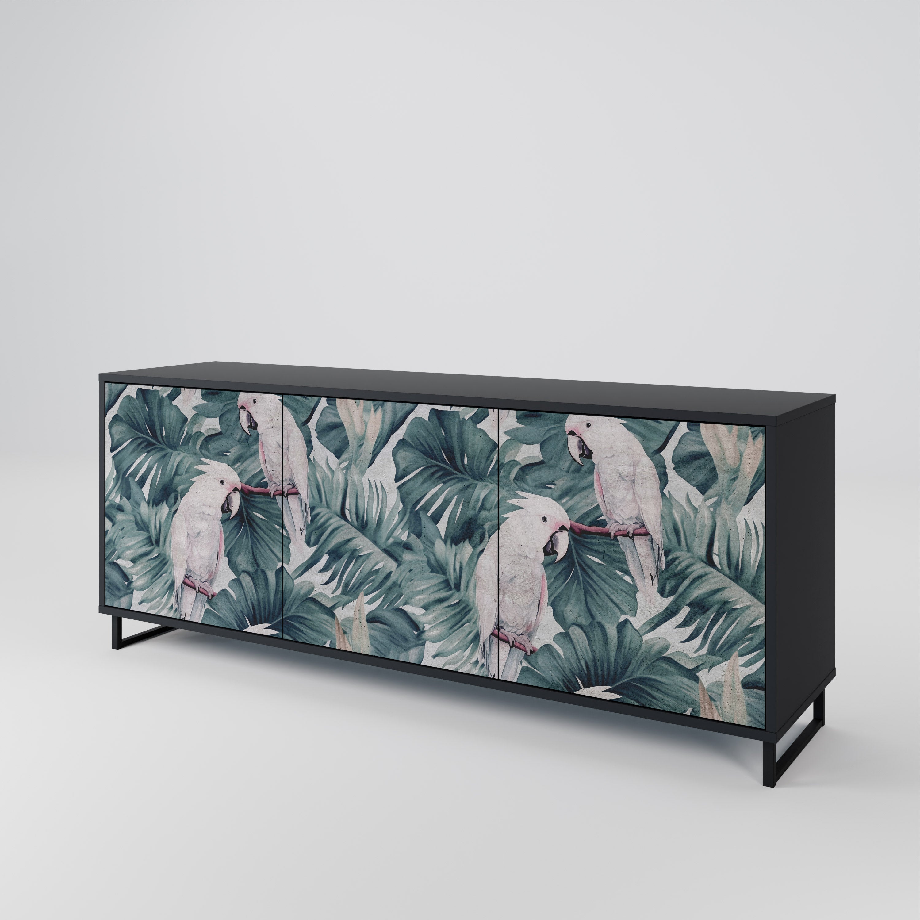 POPINJAY LOOK Aparador de 3 Portas em Acabamento Preto