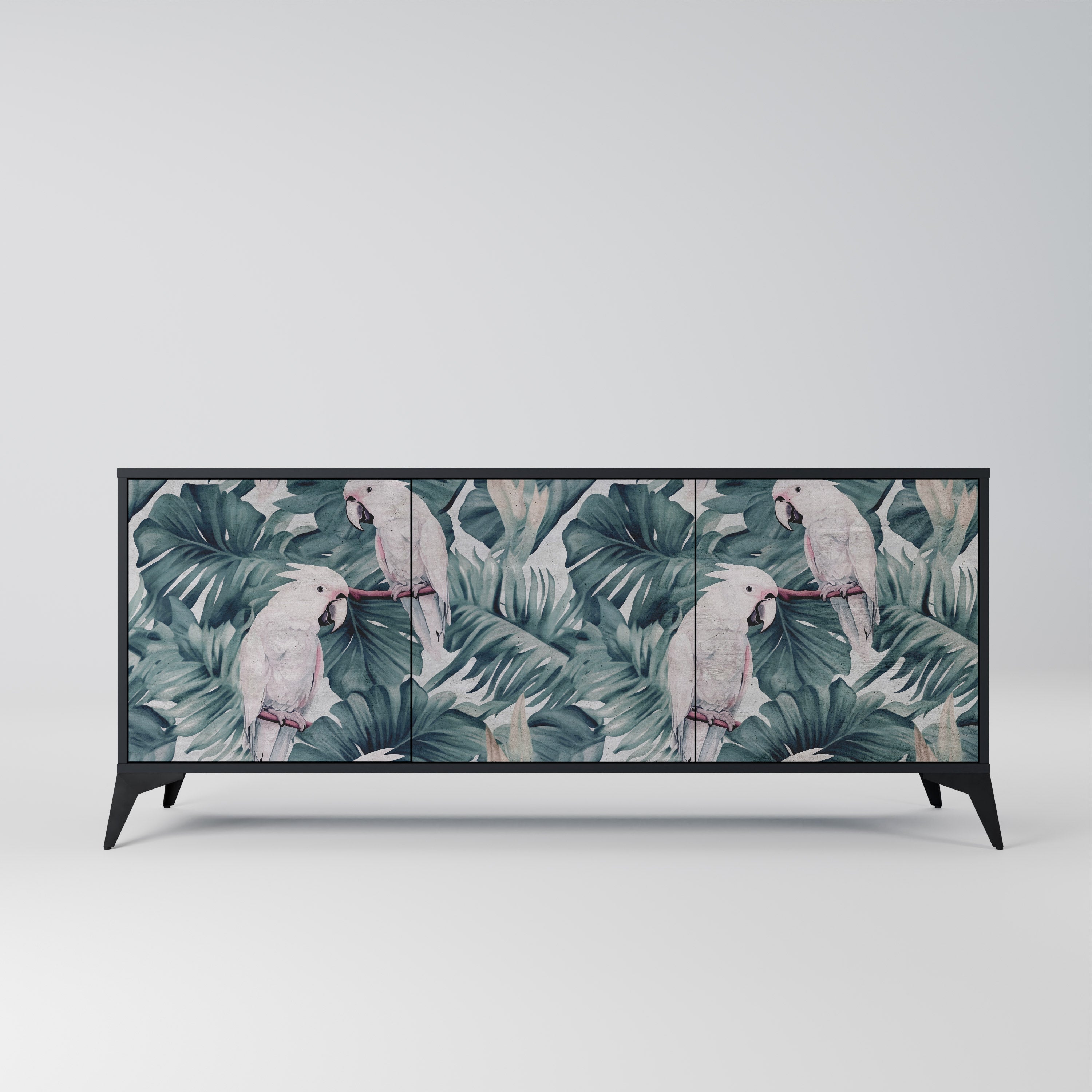 POPINJAY LOOK Aparador de 3 Portas em Acabamento Preto