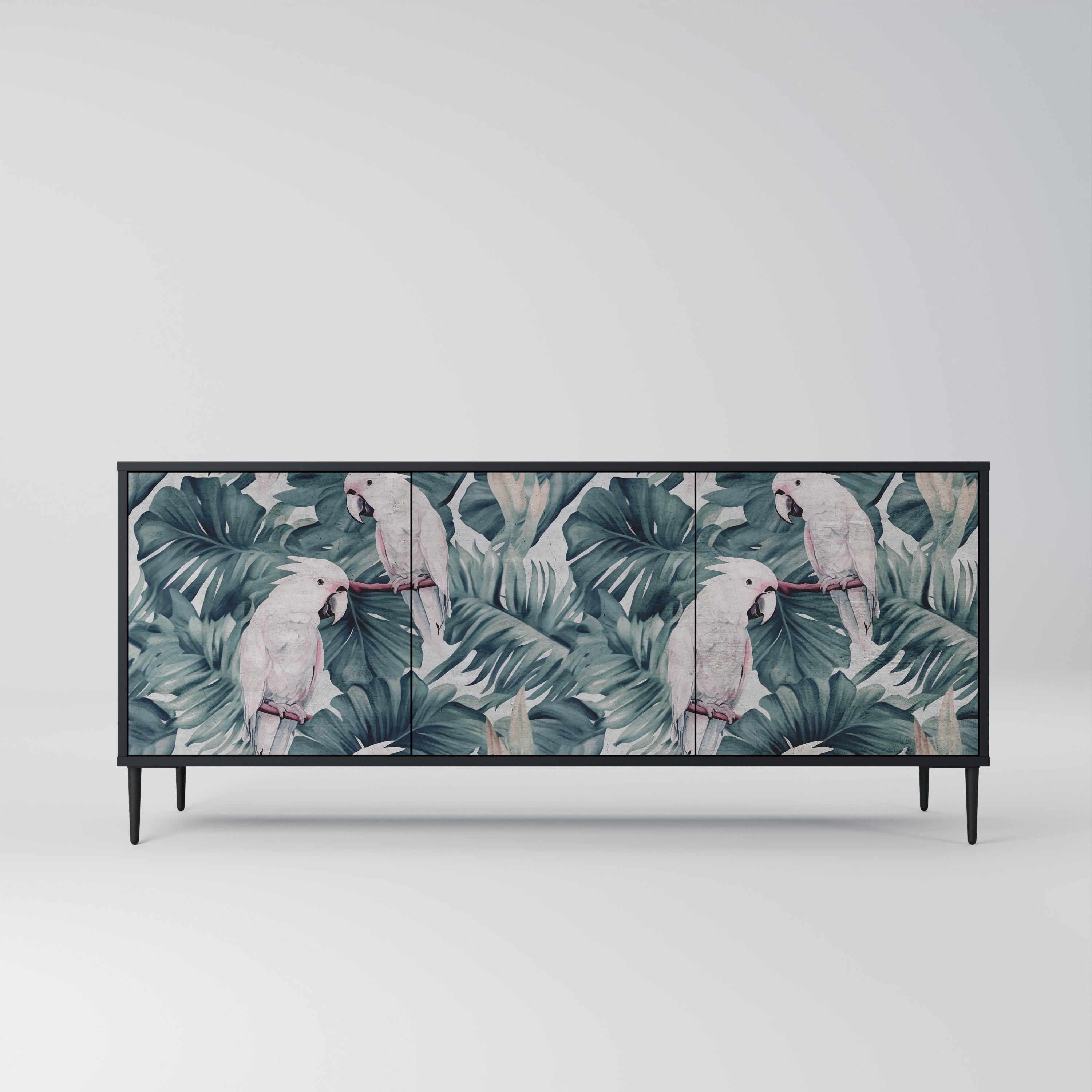 POPINJAY LOOK Aparador de 3 Portas em Acabamento Preto