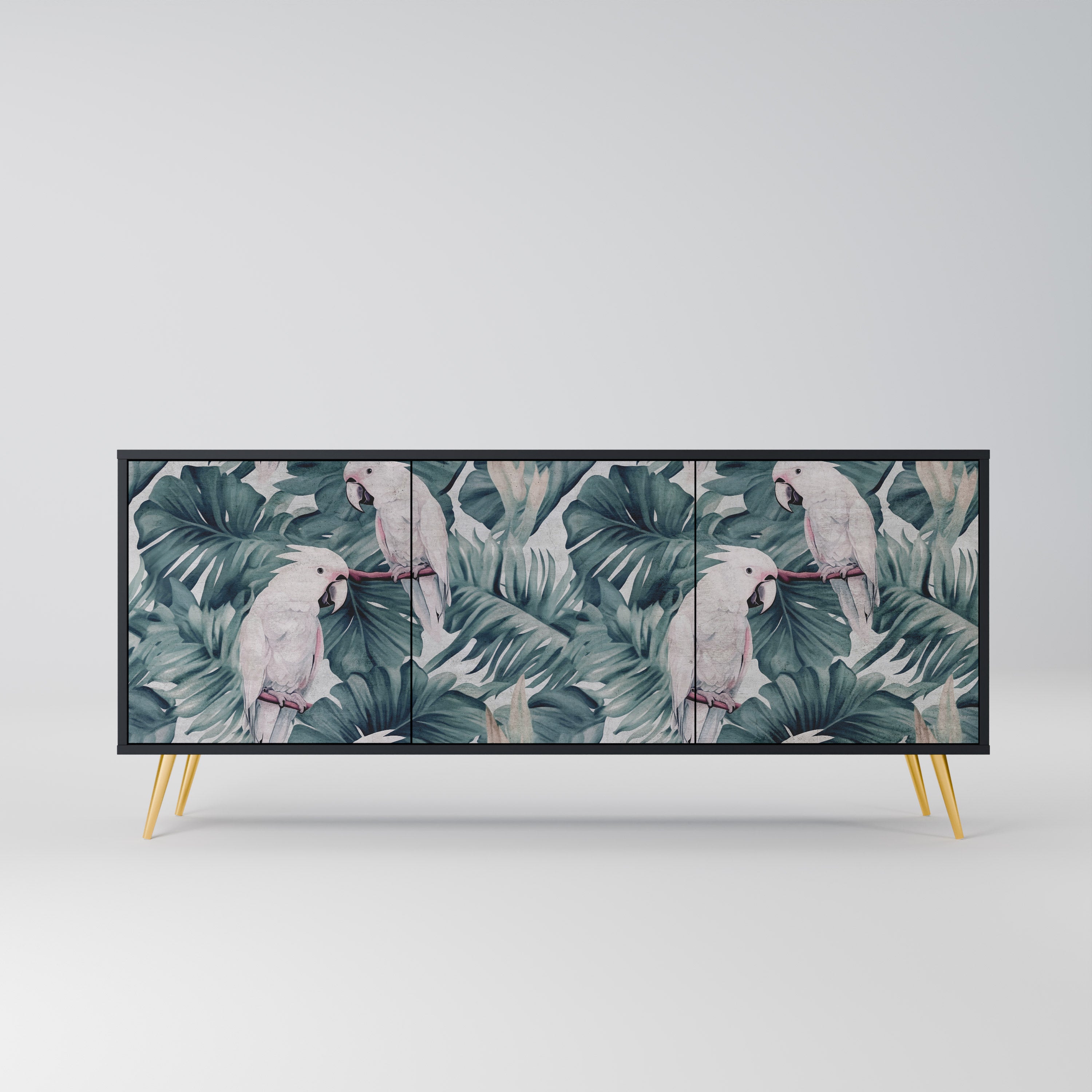 POPINJAY LOOK Aparador de 3 Portas em Acabamento Preto