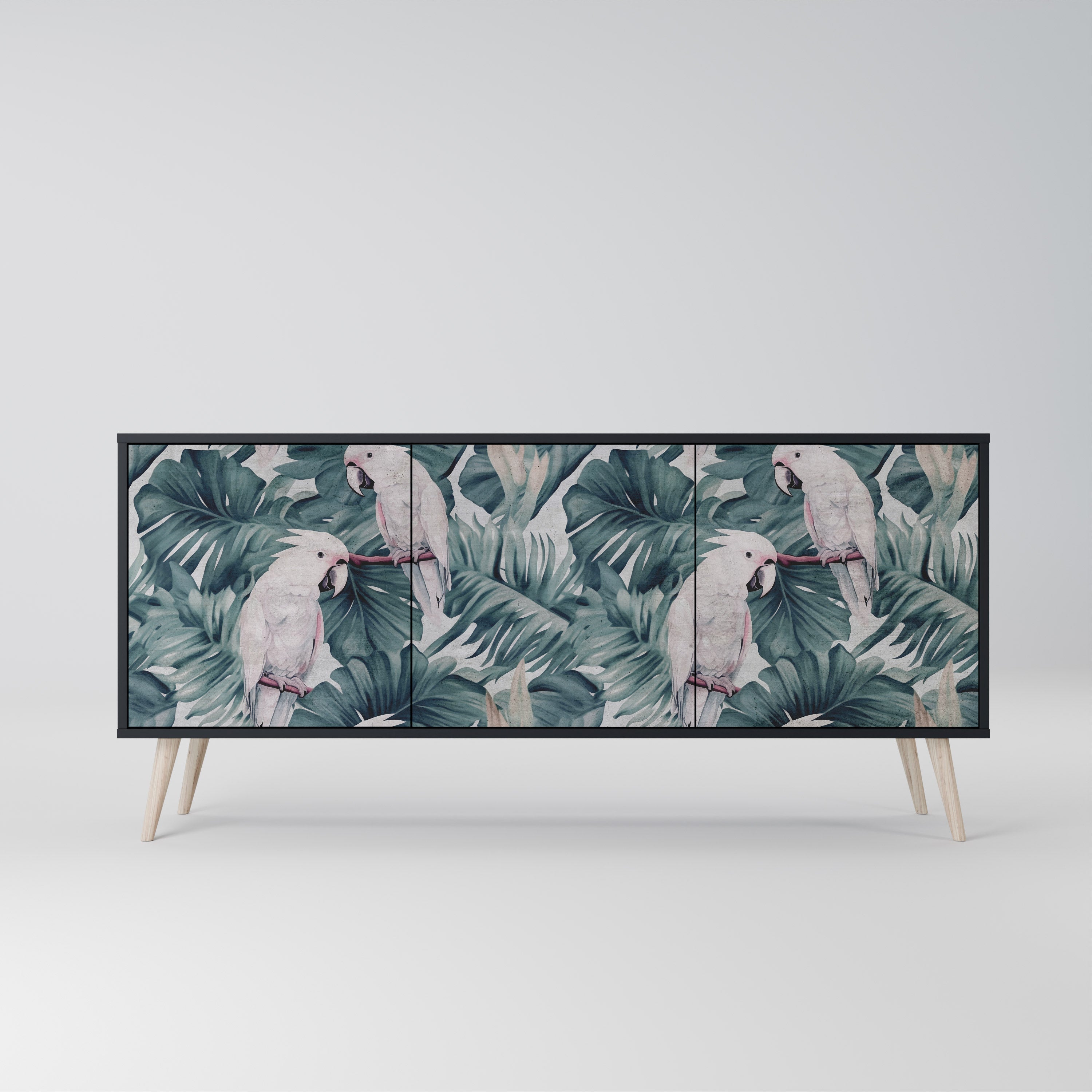 POPINJAY LOOK Aparador de 3 Portas em Acabamento Preto