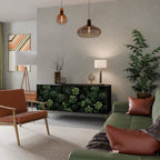 SUCCULENT JUNGLE Aparador de 3 Portas em Acabamento Preto