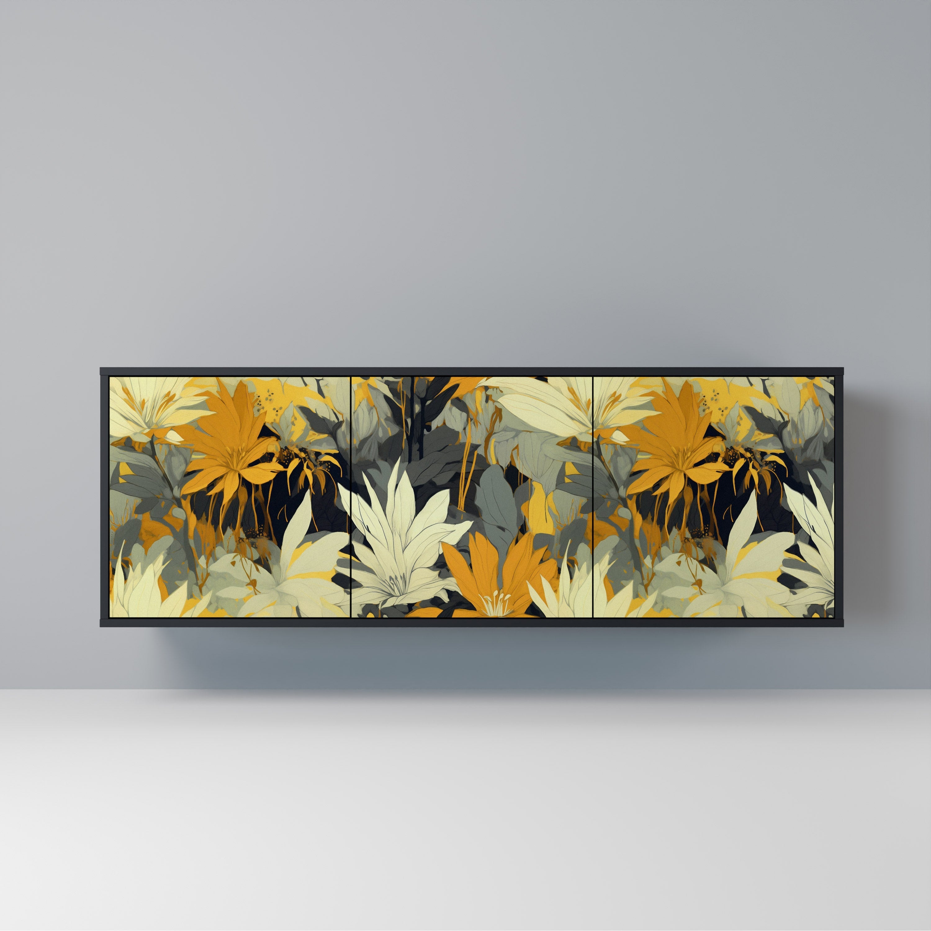 SUNKISSED LILY Aparador de 3 Portas em Acabamento Preto