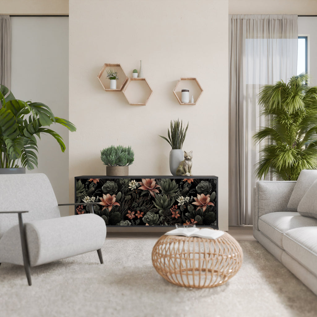 SECRET VERDURE Aparador de 3 Portas em Acabamento Preto