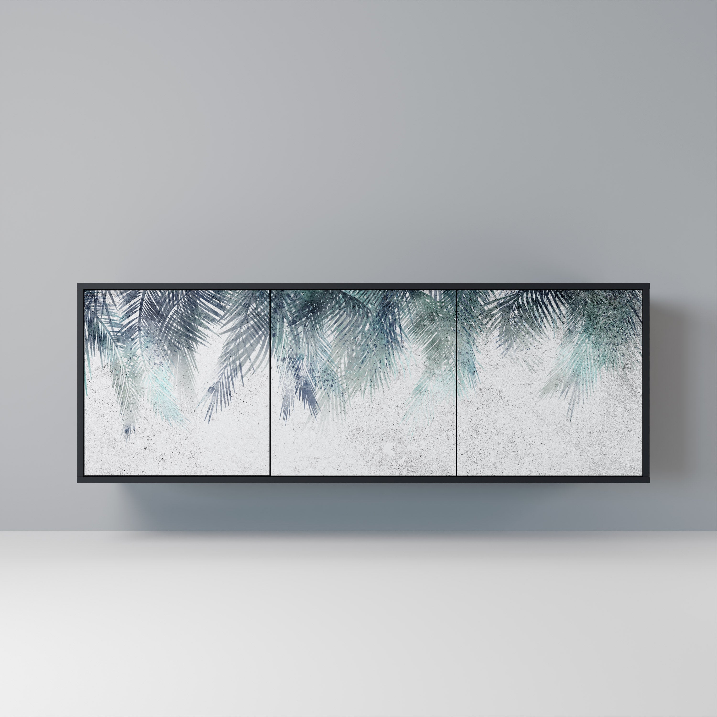 PALM VEIL Aparador de 3 Portas em Acabamento Preto