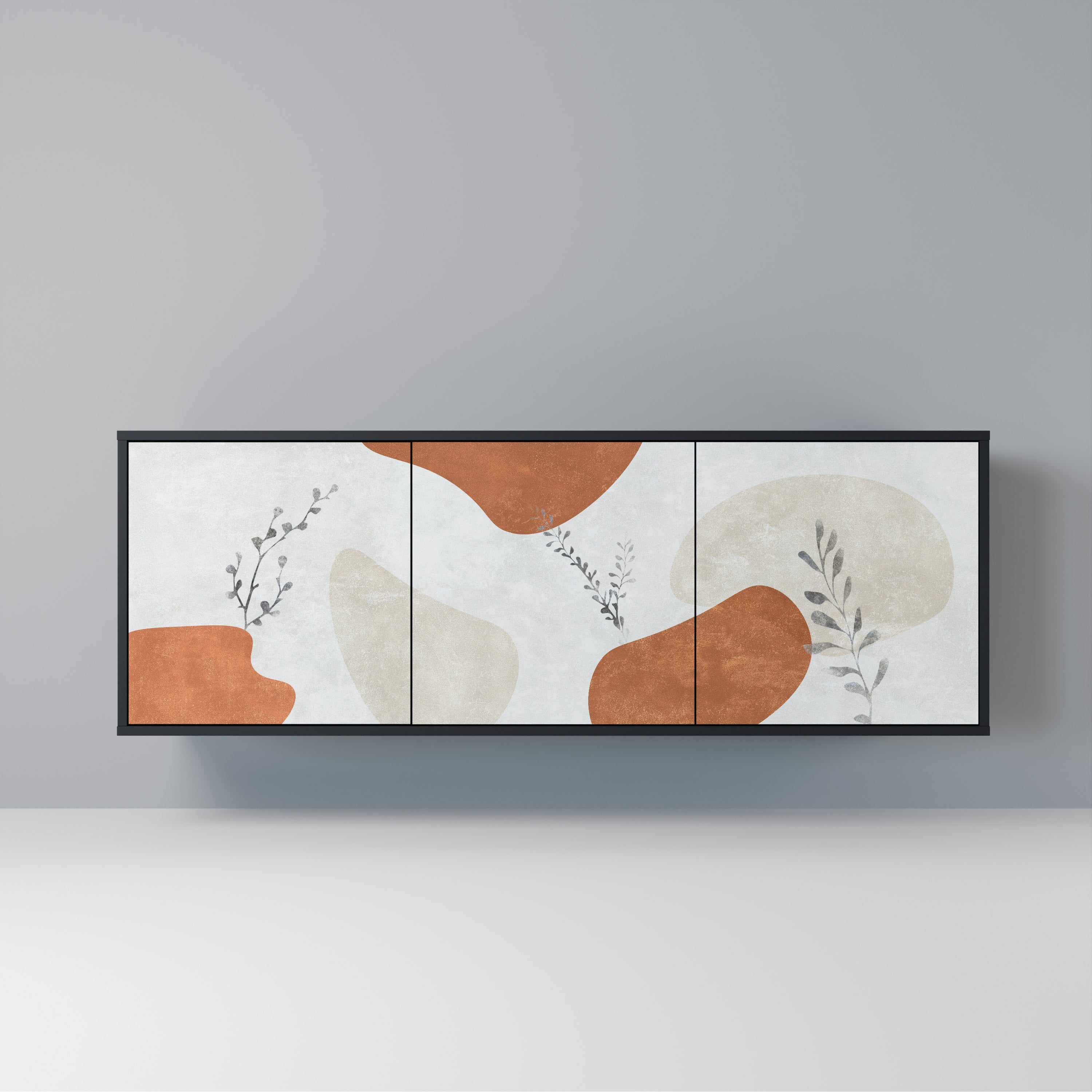 TRANQUIL TWIG Aparador de 3 Portas em Acabamento Preto